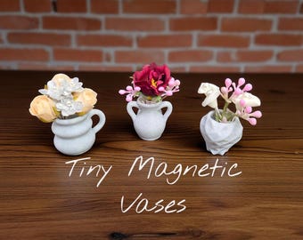 Magnetic Mini Vase | Tiny 3D Printed Flower Holder | Boho Wall Bud Vase | Small Magnet Planter | Custom Colors | Set of 1 or 3