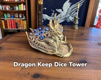 Drachen Halten Würfelturm | Antikes Gold 3D gedruckter DND Roller