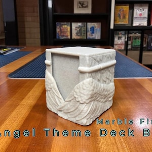 Caja de mazo Angel Commander: porta cartas MTG impreso en 3D con alas, tapa magnética y acabado marmolado