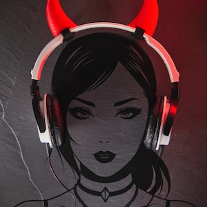 Demon Horns Headband for Headphones - Cosplay & Streamer Accessories, Halloween Costume, Gaming Gear, Unique Party Props