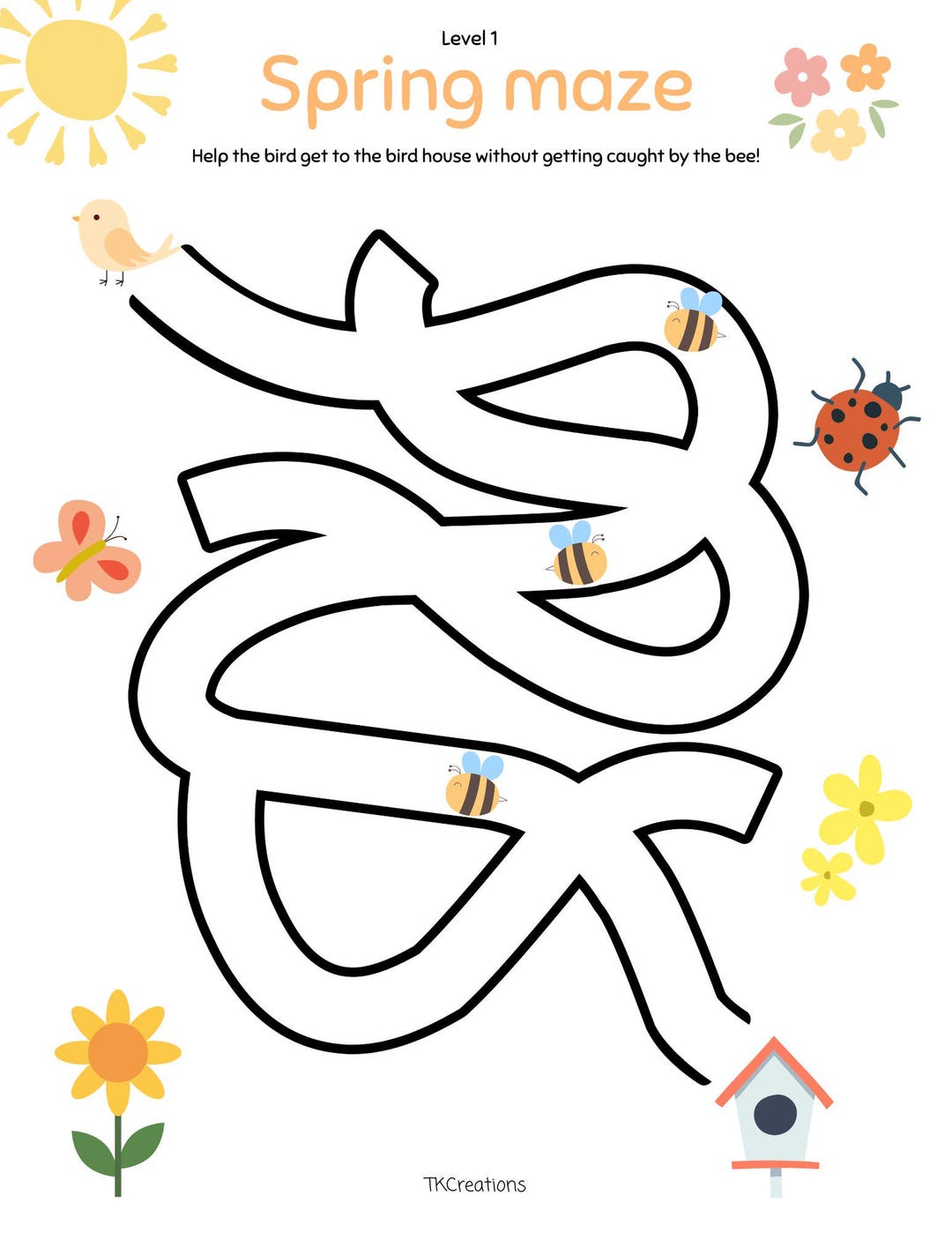 Spring Maze Worksheets | Pre-k & Kindergarten | Fine Motor Skills | No ...