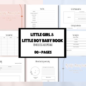 Baby Book| Baby Memory Book| Newborn Keepsake Book| Boy or Girl Milestone Book for Expecting Moms| First Five Years Journal| Digital Book