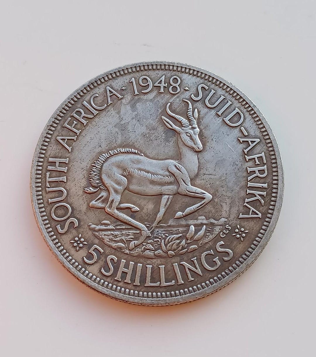 5シリング 南アフリカ ジョージ6世 イギリス領南アフリカ銀貨 1948年