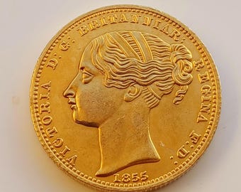 1855年 ヴィクトリア女王ソブリン金貨、オーストラリア シドニー造幣局