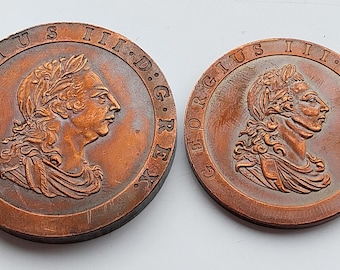 1797 George III Cartwheel Copper Coins: Twopence & Penny Restrikes (Collector's Item)
