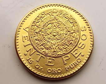 Mexican States, Mexico Rupublic *1959* 20 Pesos, Gold Plated Restrike