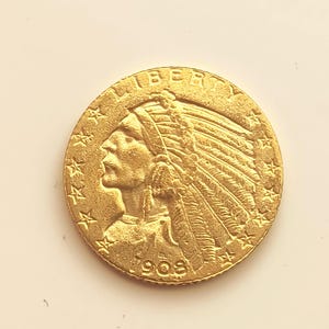 1908 S Indian Head Five Dollar American Coin Restrike Gold plated