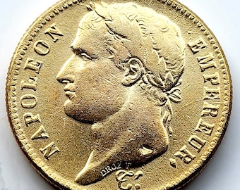 France Napoleon Emperor *1911*  A -/ 40 Francs / Gold plated Restrike