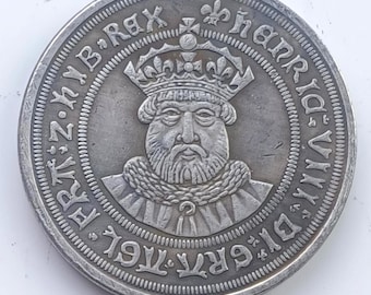Old British Tudor Period Coin, King Henry Vlll Testoon - Restrike