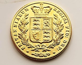 Queen Victoria *1858* Shieldback Sovereign, Gold Plated Restrike collectable coin