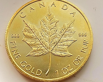 Canadian Maple Leaf *1986* Elizabeth ll .9999 - Gold Plated / Canadian Coin