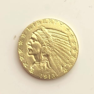 1913 S Indian Head Five Dollar American Coin Restrike Gold plated