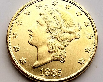 1885 Twenty Dollars, Liberty Head Double Eagle, American Coin Restrike Gold plated