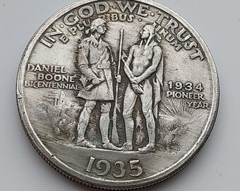 1935 Daniel Boone, Pioneer Year,   Half Dollar, United States Commemorative Coin Restrike.