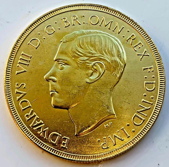 1937 King Edward Vlll Five Pound Sovereign British Coin Gift Item