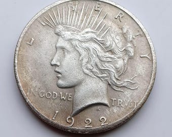 1922 Peace Dollar, Nachsilber Münze der USA.