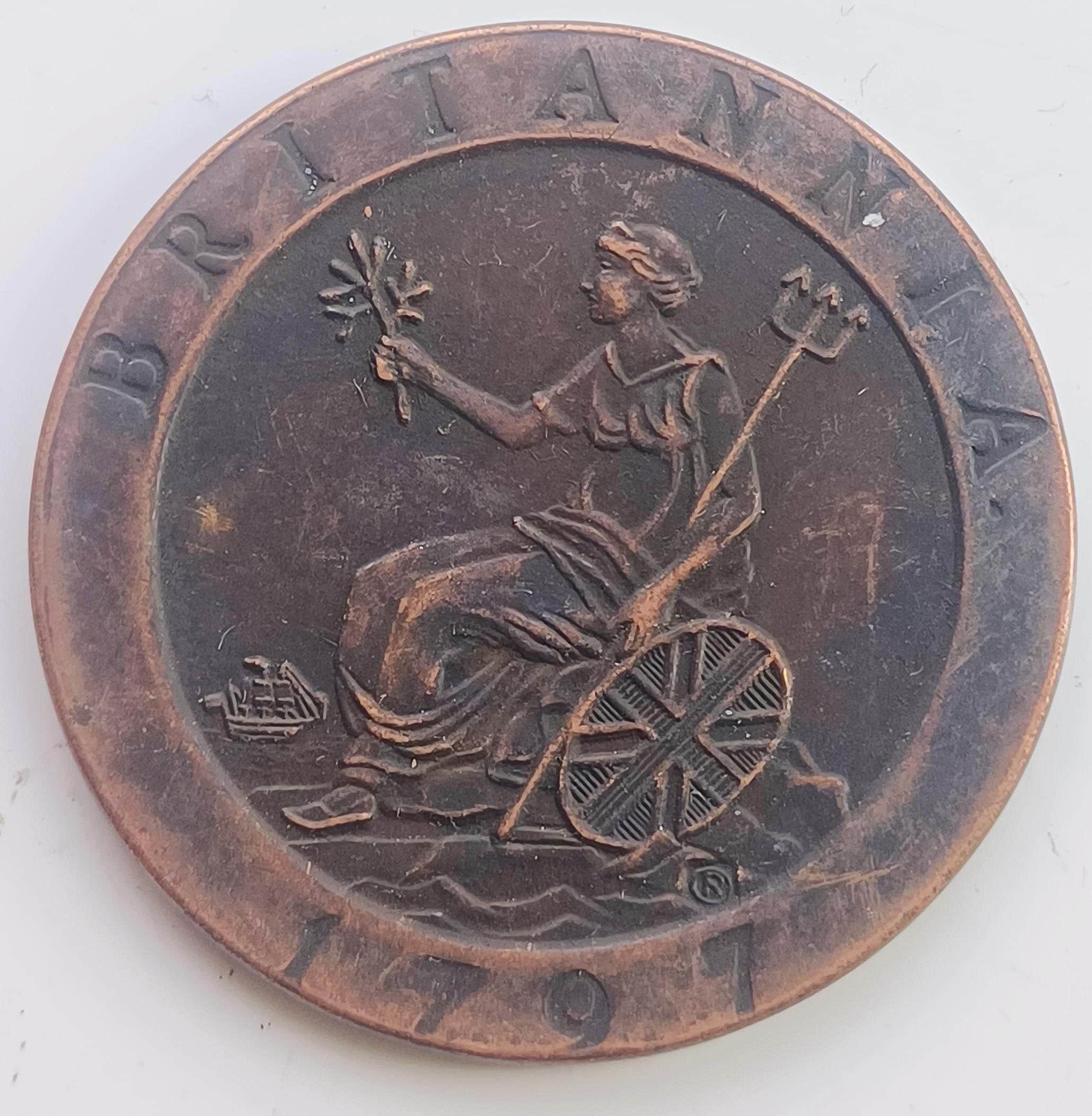 1797 George Lll Cartwheel Penny British Copper Coin, Gift Item for