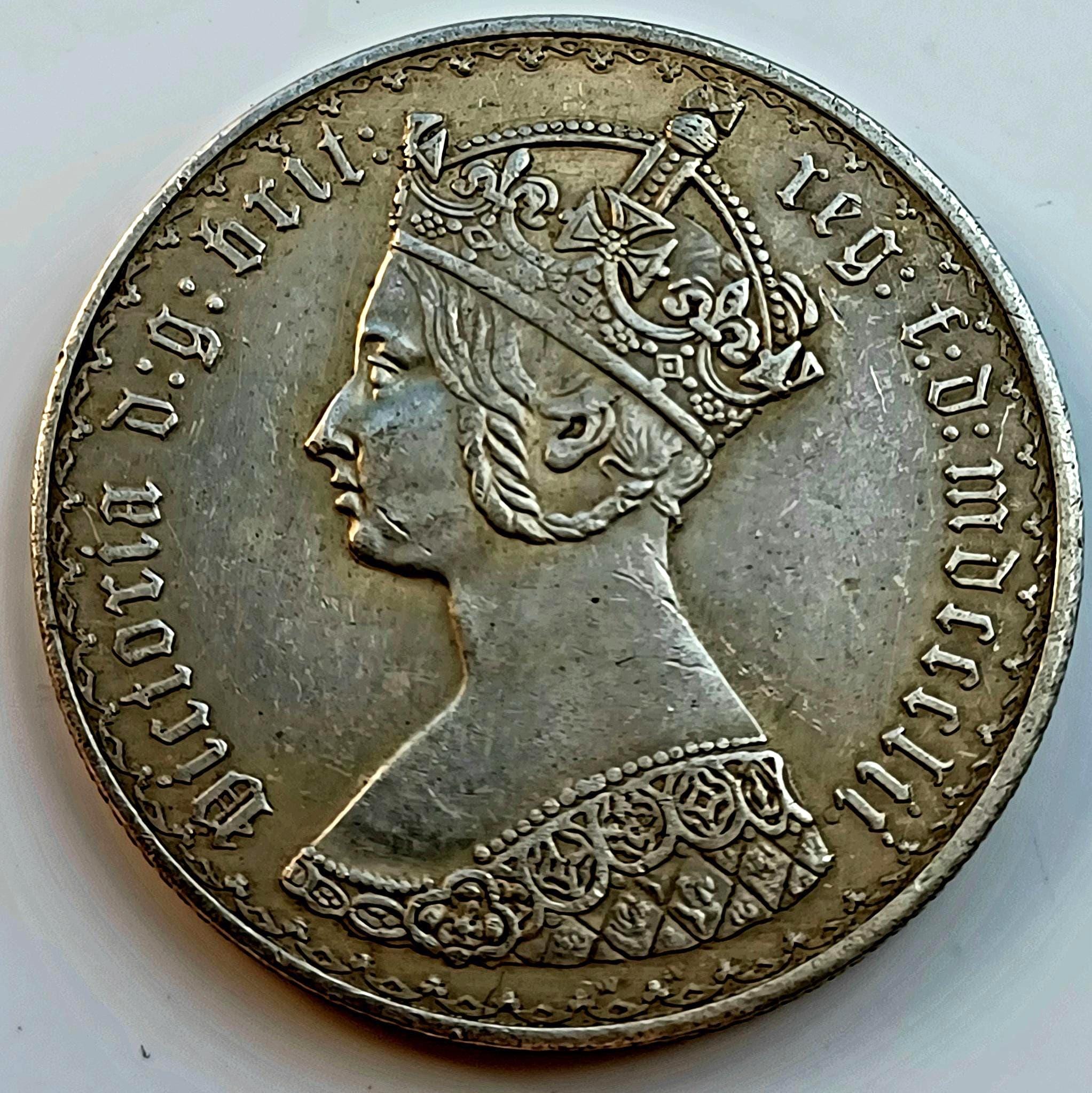 1858年 英国 ビクトリア ゴシックフローリン銀貨2 シリング ハイ