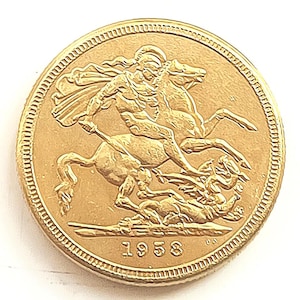 British Sovereign Coin, Queen Elizabeth ll, Gold Plated Restrike.