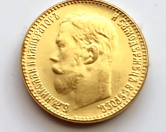 Rusia 5 rublos *1901* Águila imperial rusa Zar Nicolás II, reacuñación