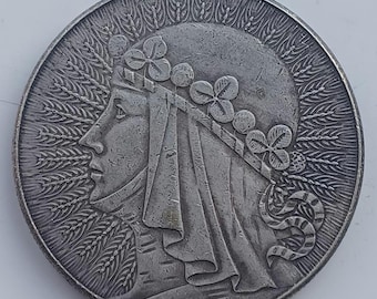 1932 Poland 10 Zlotych - Queen Jadwiga SILVER Coin - Etsy