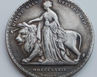 1839年 ヴィクトリア女王とウナとライオンのコイン。999