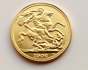 1902 King Edward Vll Half Sovereign, Gold Plated Restrike.