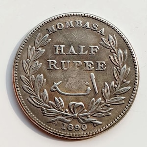 India  *1890 H* Half Rupee/ Mombassa / 8 Annas / British India / Silver  Plated Restrike