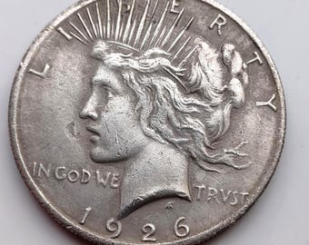 1926 Peace Dollar, Nachsilber Münze der Vereinigten Staaten von Amerika.