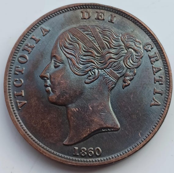 1860 Queen Victoria Penny Coin Gift Item for Collector Restrike