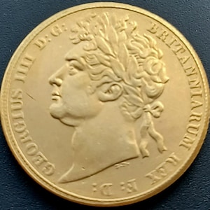 King George lV Sovereign - 22c Gold plated restrike.