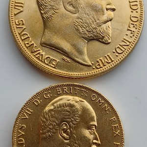 König Edward Vll Sovereign & Double Sovereign Britisches Münzset Geschenkartikel für Sammler Rückprägung