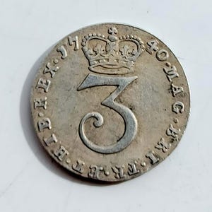 1740 George ll Threepence coin - silver plated.