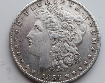 Moneda de dólar Morgan de 1886 O, artículo de colección de moneda estadounidense, reedición del dólar Morgan