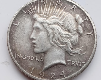 1924 Peace Dollar, Nachsilber Münze der USA.