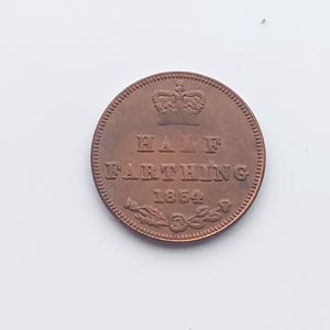 1854 Queen Victoria Half Farthing Coin, Great Britain Copper Coin, Restrike