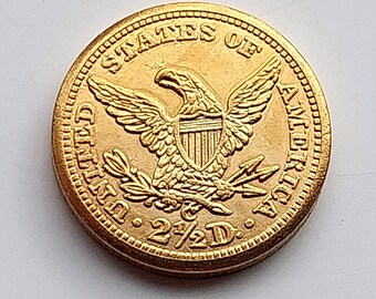 1854 Liberty Head 2.5 Dollar Quarter Eagle, Gold Plated Restrike Coin