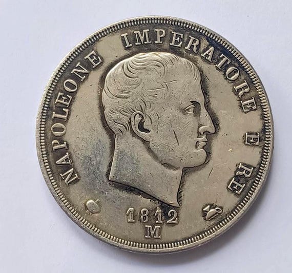 1810年イタリア 5リラ 銀貨 皇帝ナポレオン 1809年 イタリア