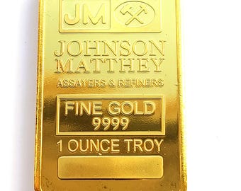 Johnson Matthey Bullion Bar Gift, 1 Troy Oz, Gold Plated - Novelty
