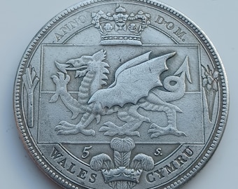 Victoria *1887* Undated Wales Cymru Crown / British Coins