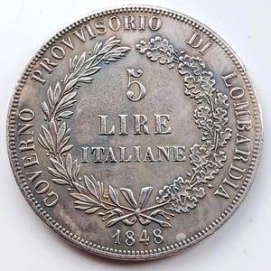 Italy 5 Lire *1848 M* Lombardy Venetia / Retrike Italian coin