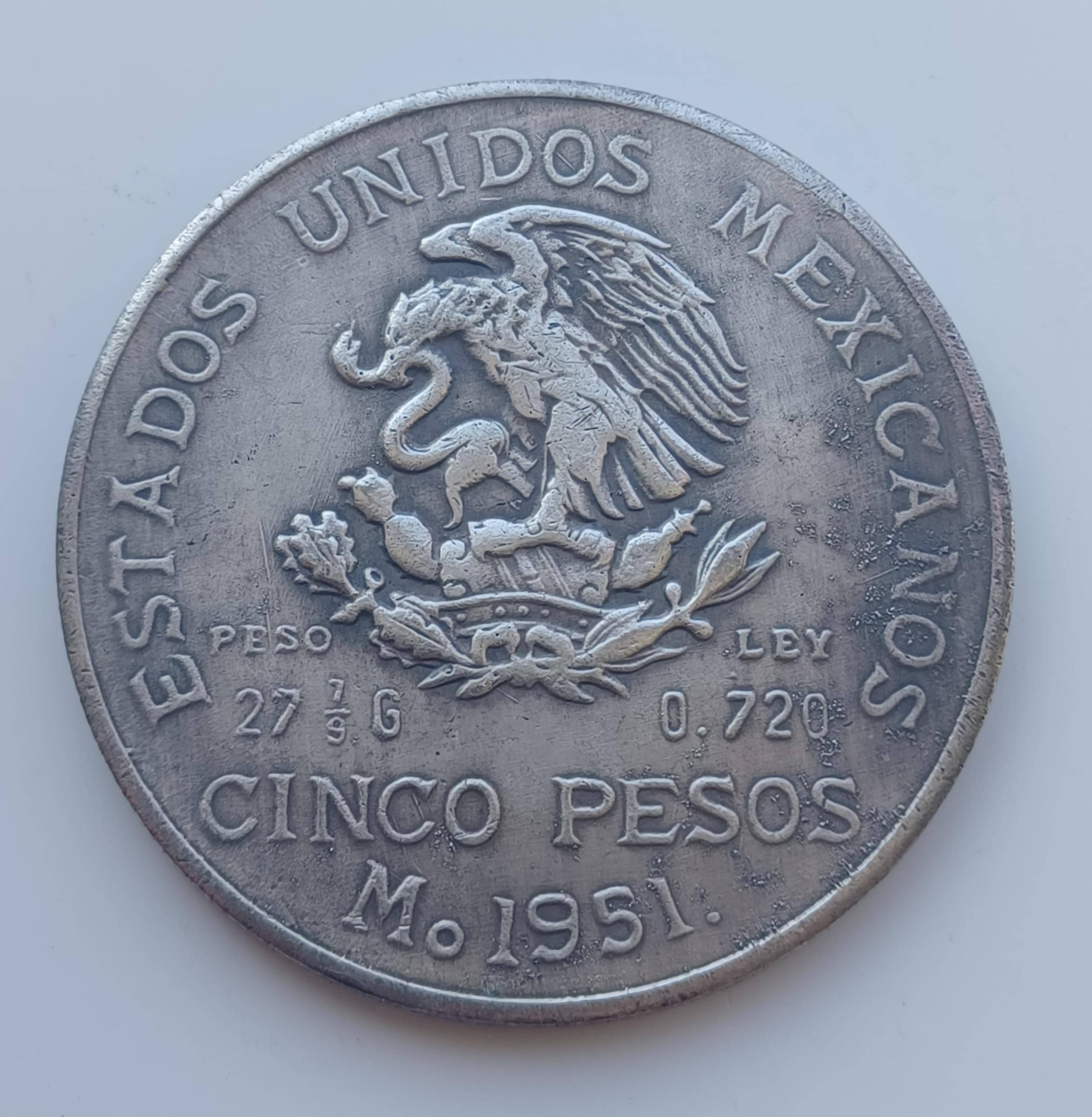 メキシコ硬貨、1951年 5ペソ、メキシコ共和国硬貨復刻版。 - Etsy 日本
