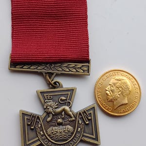 Britische Militärmedaille, Victoria Cross, George V Sovereign, Reproduktion, vergoldet