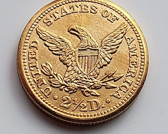 1848 Liberty Head 2.5 Dollar Quarter Eagle, Gold Plated Restrike Coin