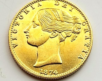 Queen Victoria *1874* Shieldback Sovereign, Gold Plated Restrike collectable coin