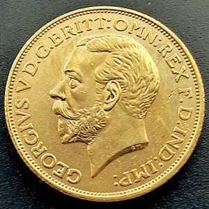 George V Sovereign coin gift item for collector restrike British 22c Gold Plated