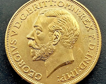 George V Sovereign coin gift item for collector restrike British 22c Gold Plated
