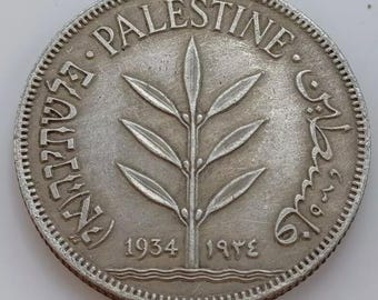 Palästina Münze 100 mil *1934" Versilbert.