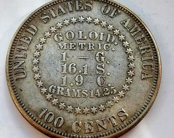 1878 Goloid Metric Dollar Pattern Coin, United States Restrike.
