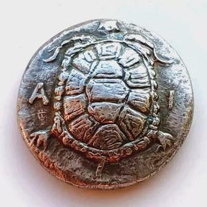 Greek Coin - Ancient Aegina Turtle  AR Starter*450 - 100* BC - Silver plated